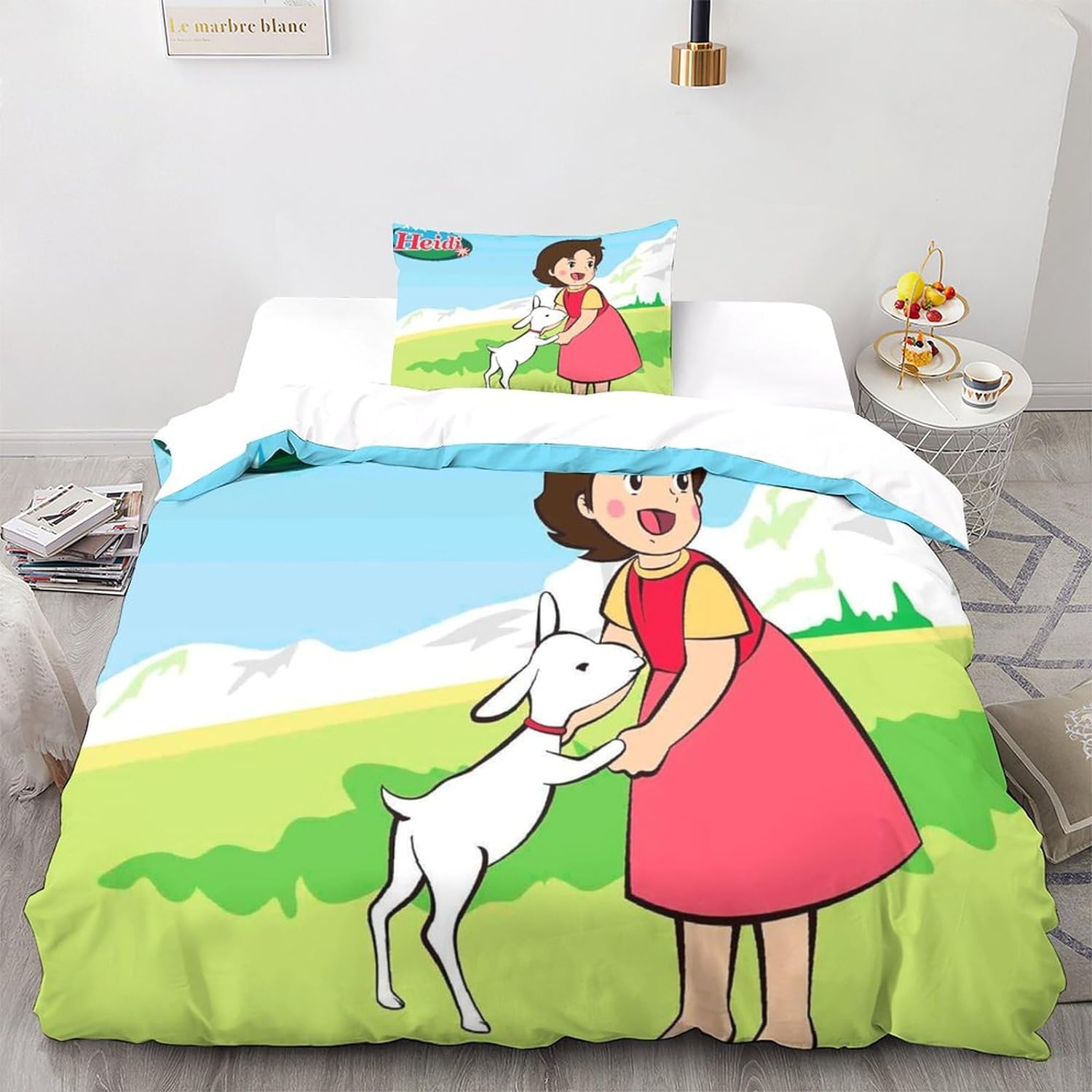 

Anime Girls Duvet Cover Set,Funny Heidi and Family Cartoon Print Cartoon Print Quilt Cover Bedding Set Matching Pillowcase 75*50 135*200cm
