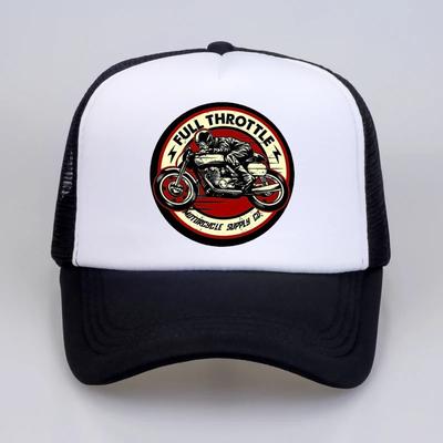 Full Throttle Cafe Racer Rockabilly Biker Baseballová čepice Unisex Letní 2020 Bavlněná Trucker čepice Unisex Síťovaná Snapback Kšiltovka bone