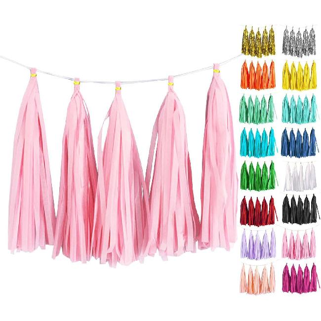 White Tassel Garland 20 Pcs, Tissue Paper Tassels Garland Banner for Party Birthday Wedding Decoration Baby Shower Table Decor