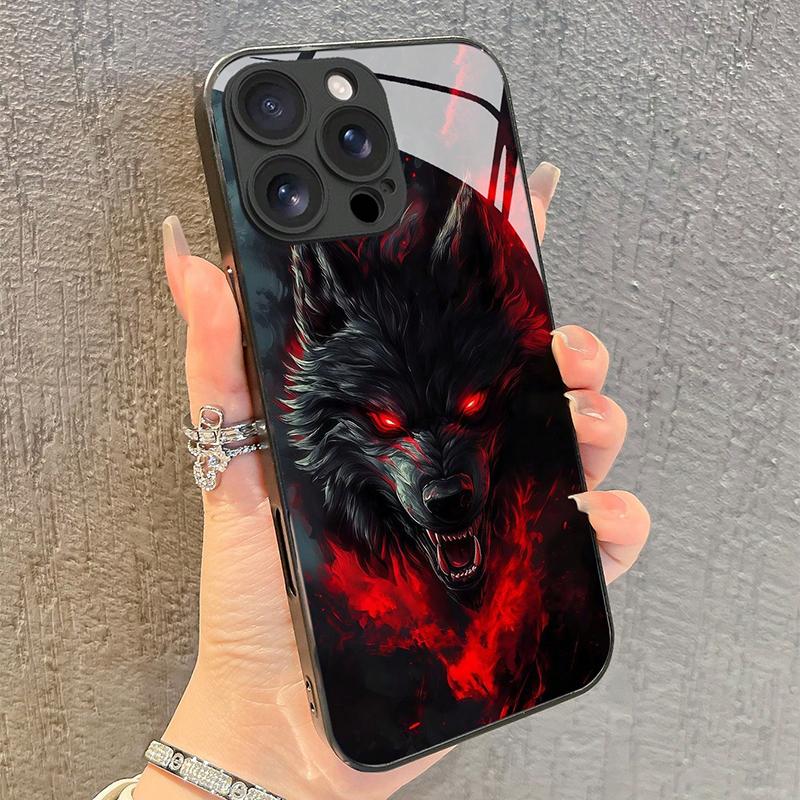 

Крута Червона Лють Вовчий Король Графіка Загартоване Скло Матеріал Чорний Чохол Для Телефона Для Samsung Galaxy S25 S24 S23 Ultra Plus FE Обкладинка Galaxy S24 FE