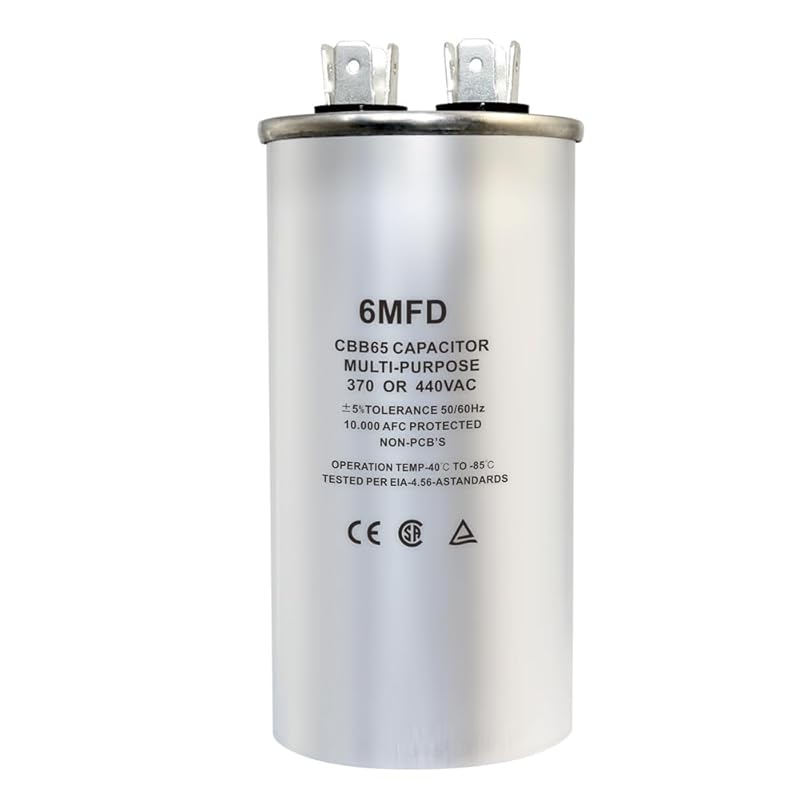 CBB65 Circular Run Capacitor, 450VAC 5 uf/MFD 50/60Hz Round Start Capacitor - Very Suitable for Air Conditioning, Fan Capacitor, Etc. (5 Uf)