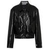 MO&Co. 2024 Autumn Mirror Faux Leather Oversized Baseball Jacket