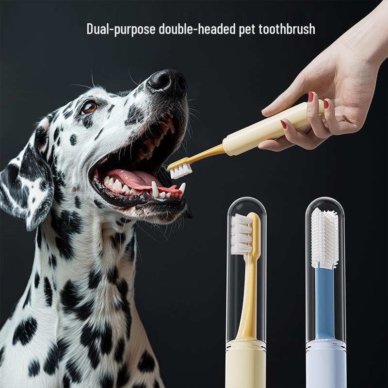 Dual-Ended Pet Toothbrush Set for Cats and Small Dogs