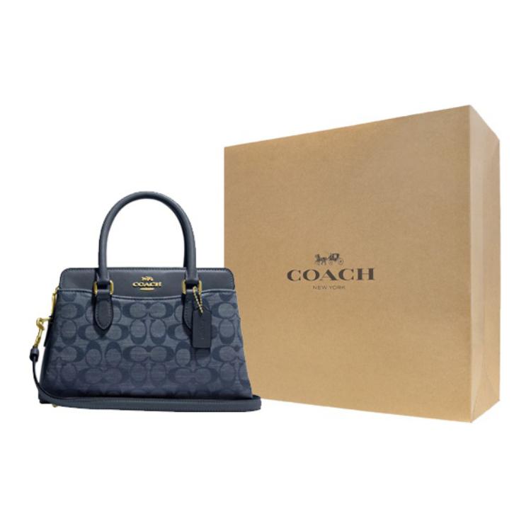 New COACH Darcie Fabric With Cow Leather Handbag Shoulder Bag Crossbody Bag Medium Size Women's Denim Blue CH859-IMDEI
