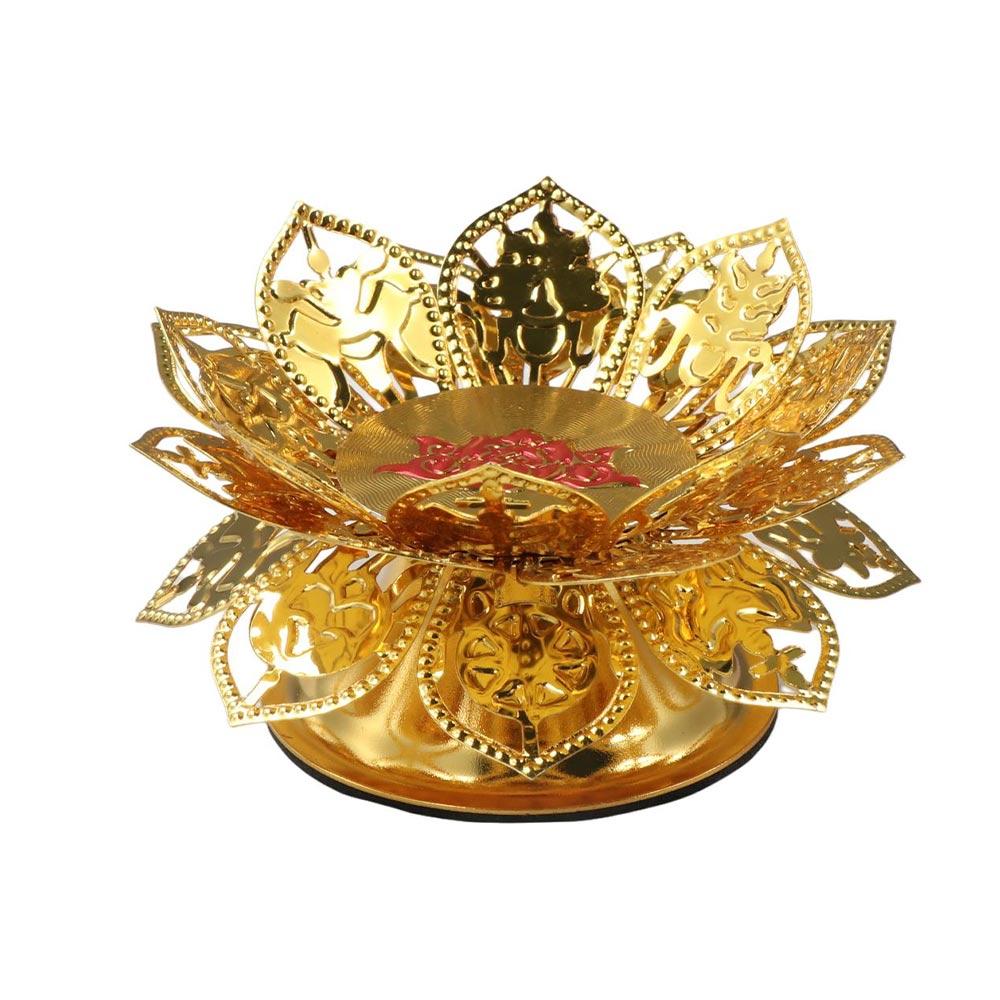 Lotus Shape Lotus Lamp Holder Hollow Butter Candle Holder Fashion Gold Hollow Incense Holder  Party