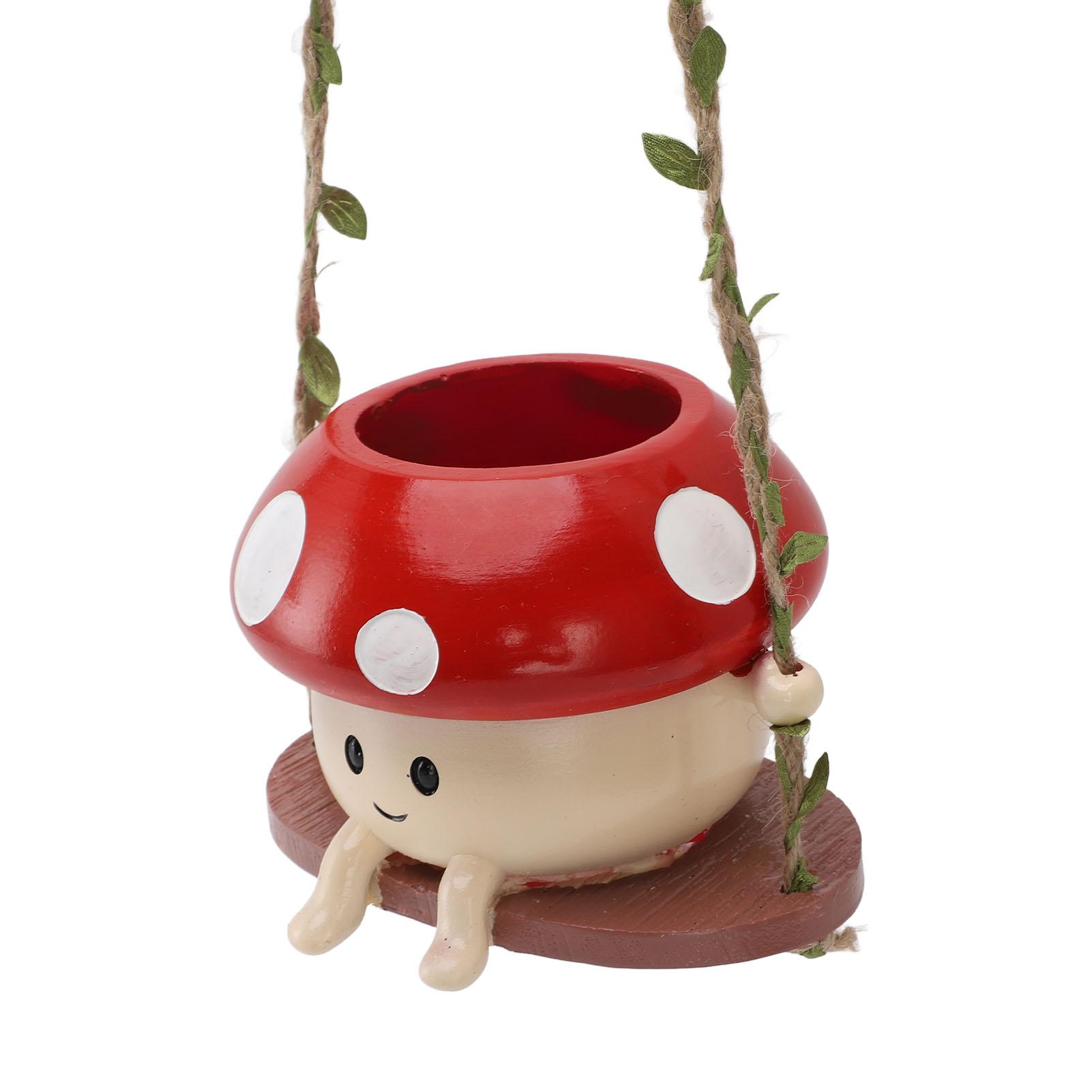 

Mushroom Swing Face Planter Pot Hanging Ceramic Flower Pot for Plants, Indoor Outdoor Decoration Wall Window Porch