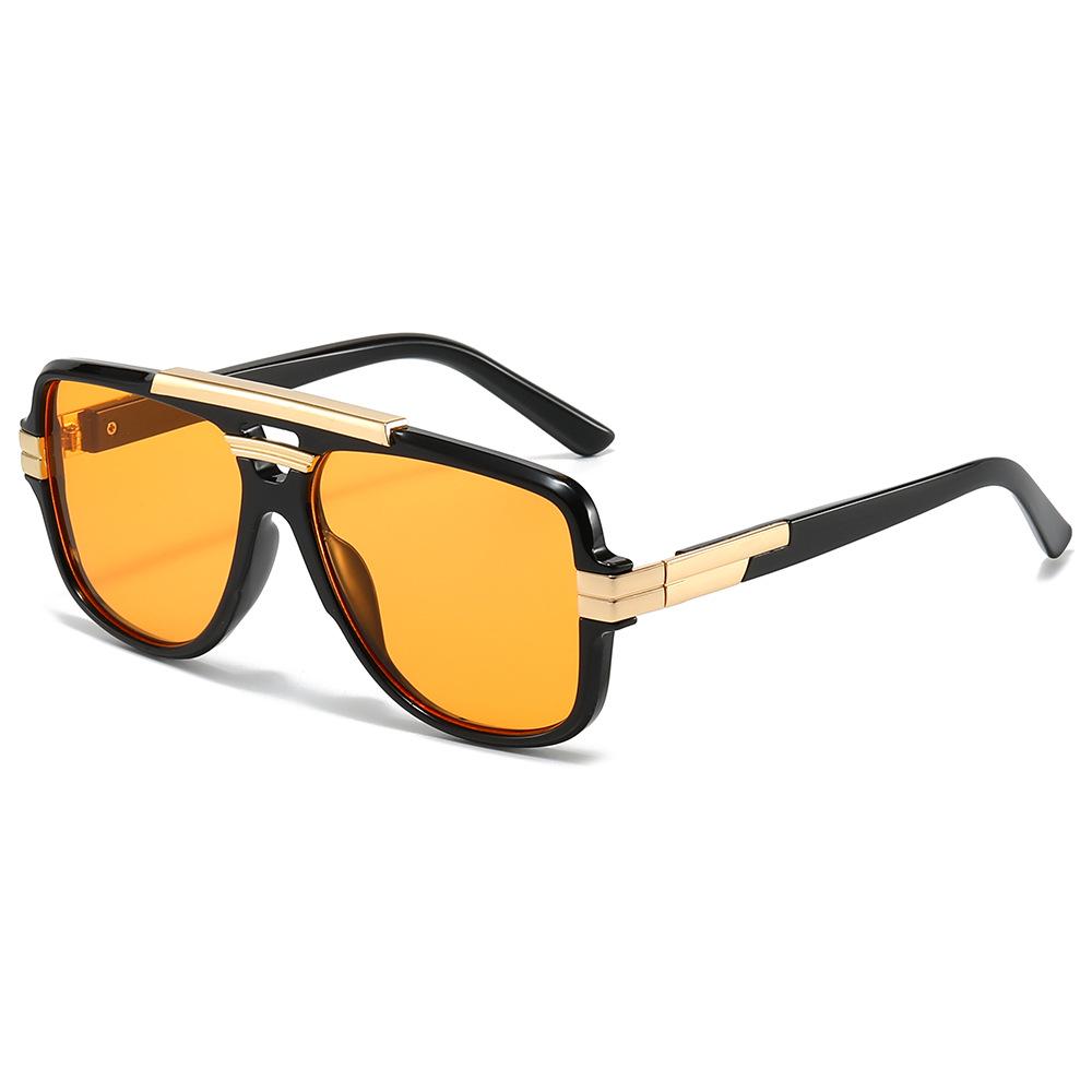 Trendy European-American Retro Square Frame Men's Metal Sunglasses
