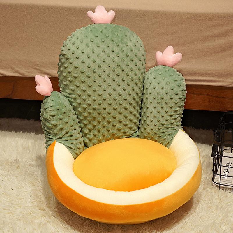 

Green cactus seat cushion plush toy chair waist cushion bedroom bay window tatami futon pillow seat cushion 45*55cm（1kg）