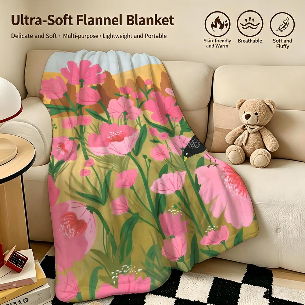 artist VVirginie CognetT Throw Warm Soft Flannel Blanket Multiuse for Sofa Bed Camping Travel Nap