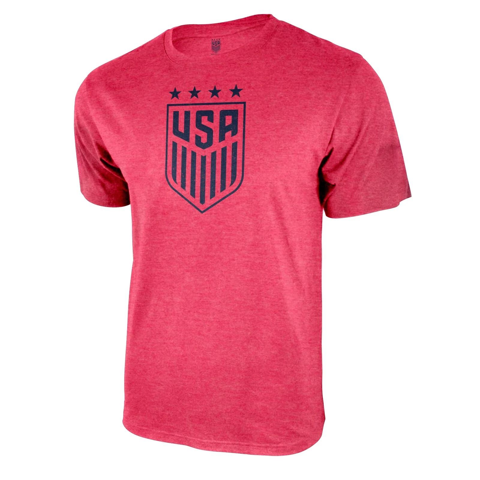 Icon Sports U.S. Soccer Federation USWNT Logo Adult T-Shirt Red w/ Blue Logo M