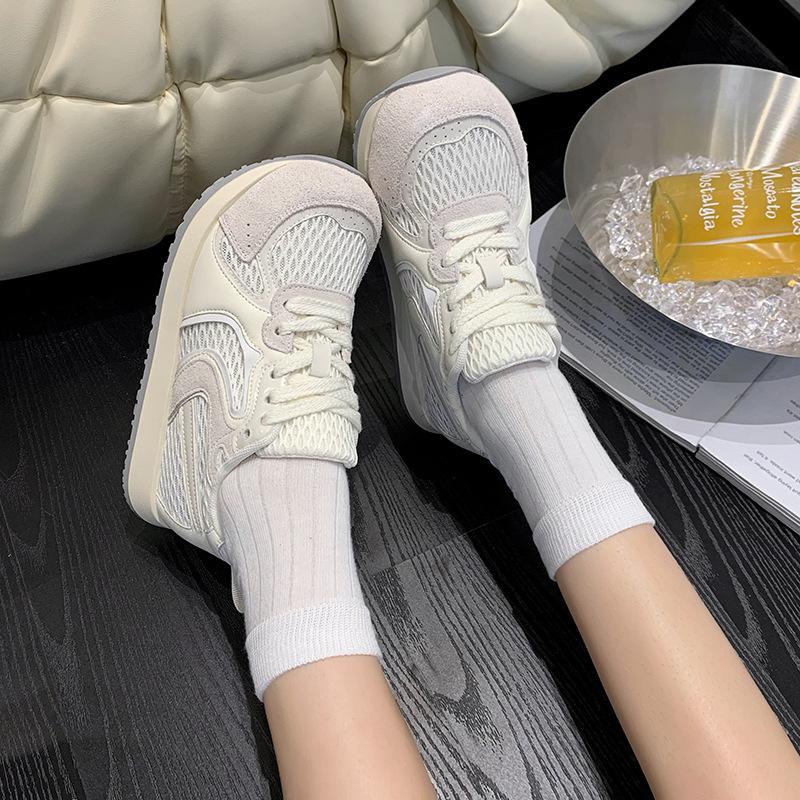 Thick-soled German Training Shoes Women's 2025 Summer New Breathable Thin Ugly Cute Mesh White Shoes Lightweight Sports Forrest Gump Shoes
