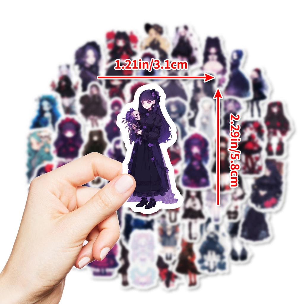 50 2D Dark Goth Lolita Lolita Cartoon Graffiti Stickers Rose Girl Gothic Style Stickers