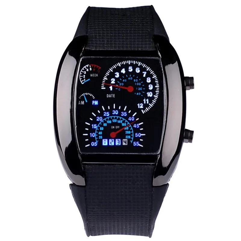 Unique Fashion Men Digital Watches Led Watch Men Race Speed Car Dot Fashion Sports Silicone Strap Electronic Watches Cheap Price