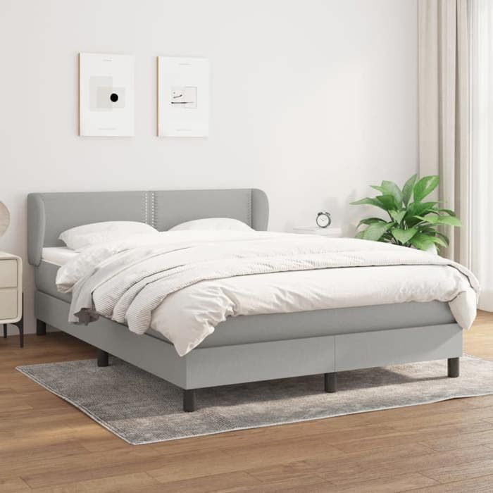 Maison Exclusive - Sommier à lattes de lit avec matelas Gris clair 140x190cm Tissu