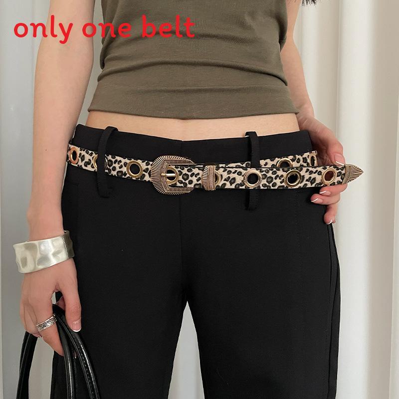 Bohemian Leopard Print Leather Belt For Women With Alloy Buckle For Casual Wear