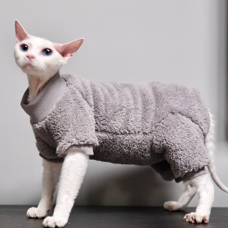 Luxury Warm Lamb Wool Turtleneck Sweater for Hairless Cats Winter Pet Costume Devon Sphynx Kittens Cute Gatitos Accessories