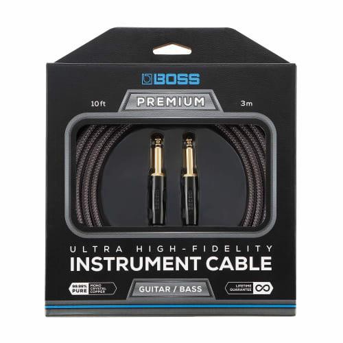 BOSS BIC-P10 Premium Instrument Cable, 3m, Straight-to-Straight, Shielded, 99.99% Pure Oxygen-Free Copper, High-Durability, for Guitar and Bass