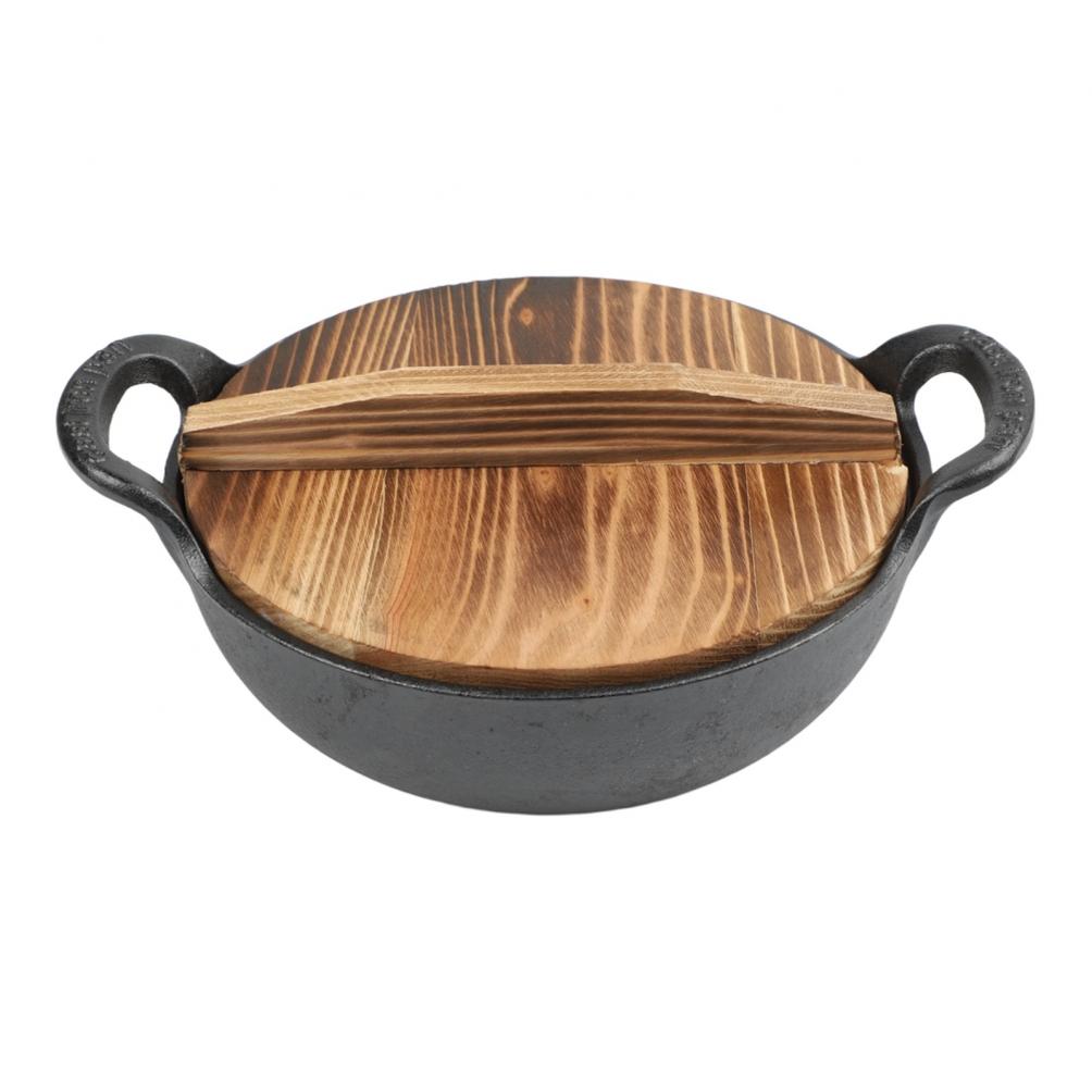 Cast Iron Wok Flat Bottom Frying Pan Non-stick Pot Easy Maintenance