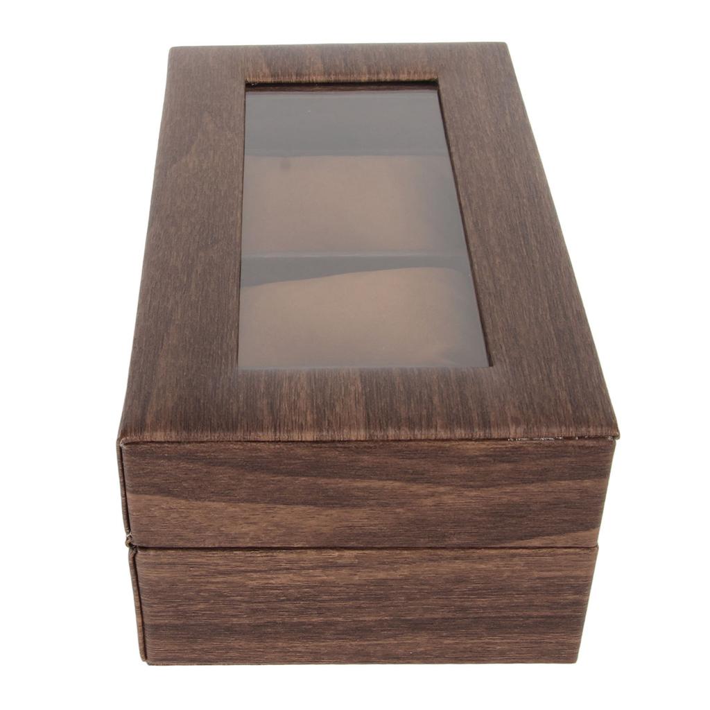 3 Slot Watch Display Case Wood Detachable Pillow Glass Cover Single Layer Watch Box for Jewelry