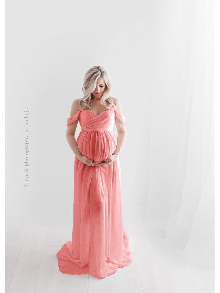Robe Longue d'Photographie de Maternité à Ouverture Devant