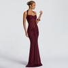 Elegant 2025 Ruched Backless Women's Long Dress with Hip-Wrap Design