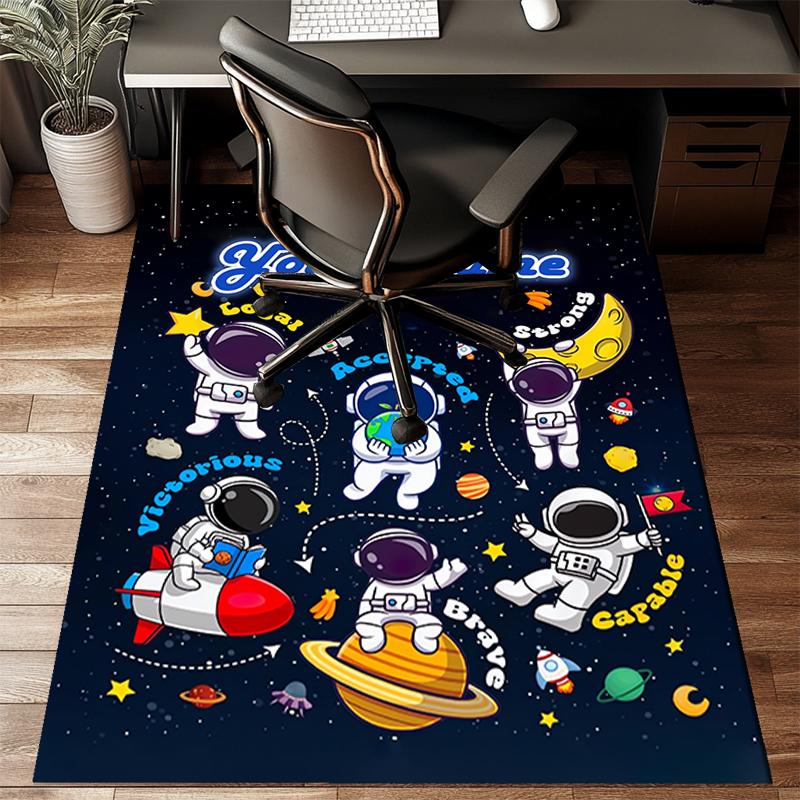 1PC Custom Name Space Adventure Icons Theme Floor Mat Ideal for Living Room, Game Rooms, Office, Bedroom Floor Mat Playful Design