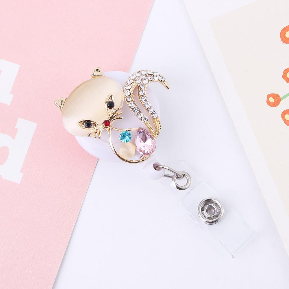 Card Elephant Crystal Nurse Badge Clip Hospital Badge Holder ID Card Clips Retractable Badge Reel