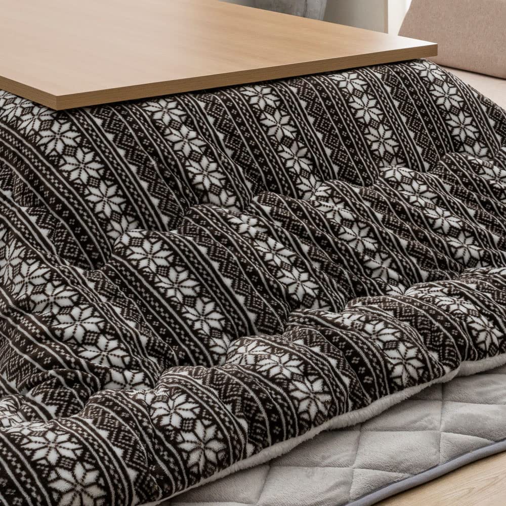 

Iris Plaza Kotatsu Futon 190 x 190cm Square Antibacterial Cotton Hand Washable Scandinavian Style Nordic Pattern Snow Pattern Brown [Warm Volume]