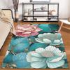 Blumenmuster Blauer-Rosa Teppich Rutschfester Teppich geeignet für Wohnzimmer- und Schlafzimmer-Sofas