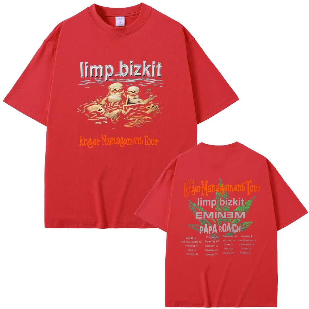 

Футболка Rock Band Limp Bizkit Anger Management Tour для чоловіків і жінок, повсякденна, м яка бавовняна, оверсайз, з принтом Eminem, стрітвеар XL