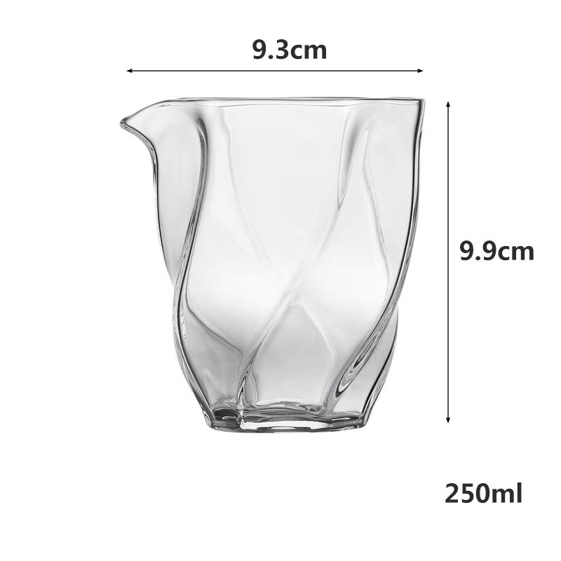 Creative Spiral Pattern Hexagonal Fair Cup High Borosilicate Glass Tea Dispenser Transparent Tea Sea