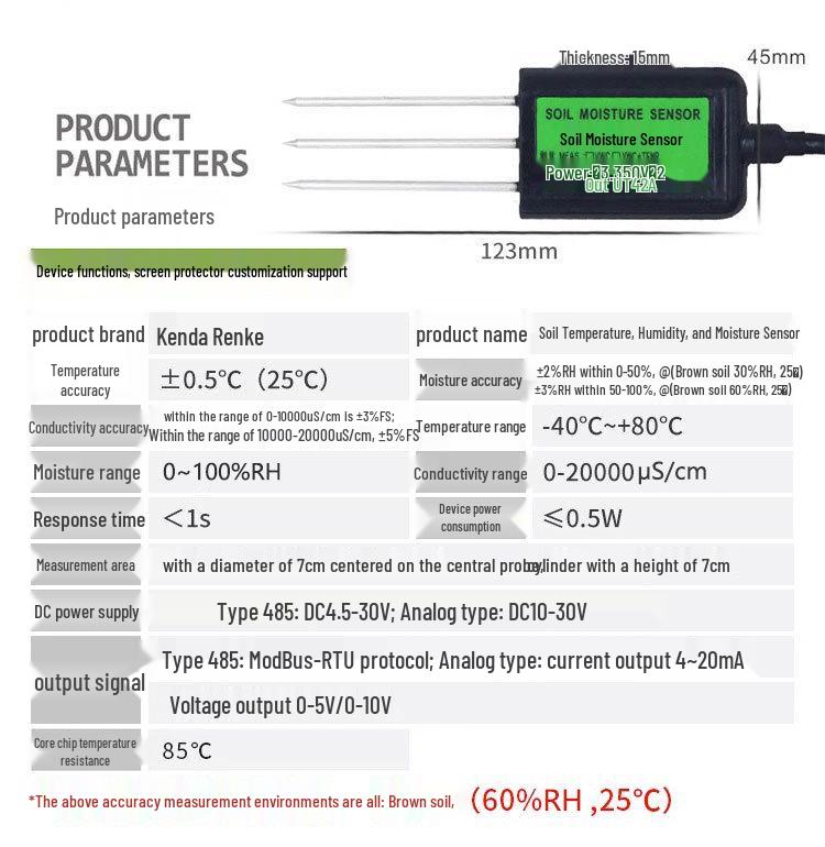Greenhouse Soil Sensor: Temperature, Humidity, Moisture, Conductivity, and pH Detector