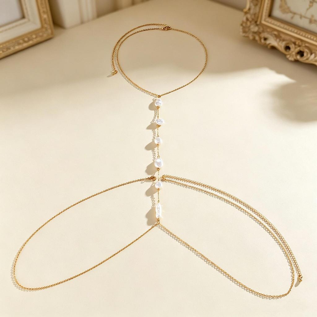 European & American Irregular Baroque Faux Pearl Bikini Chain - Sexy Fashionable Body Ornament