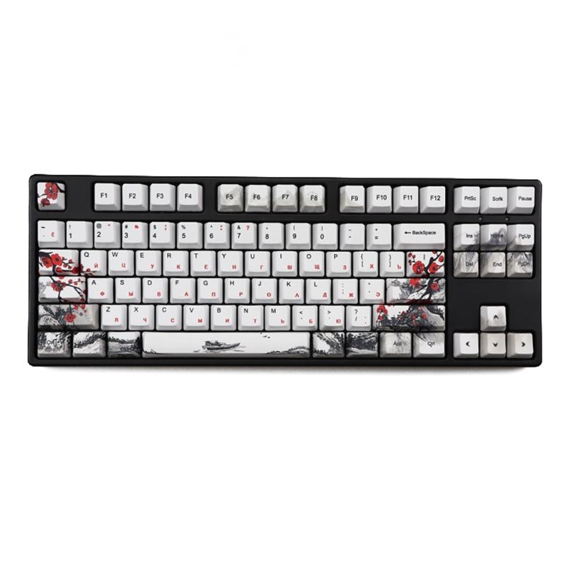 110 kláves OEM profil DYE-Sub Květinová švestka PBT Keycap Sublimační tisk s 1,75U 2U Shift 6,25U Mezerník