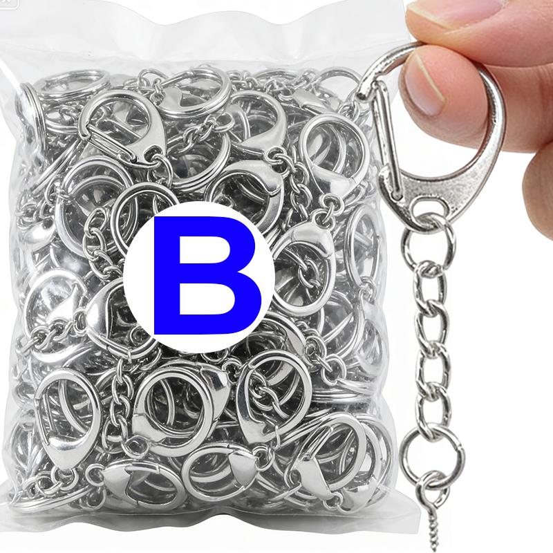 

200pcs New Metal Lobster Clasp Keychain Ring D Shaped Clasps Connector Hook for DIY Jewelry Making Finding Key Chain Accessories 10pcs