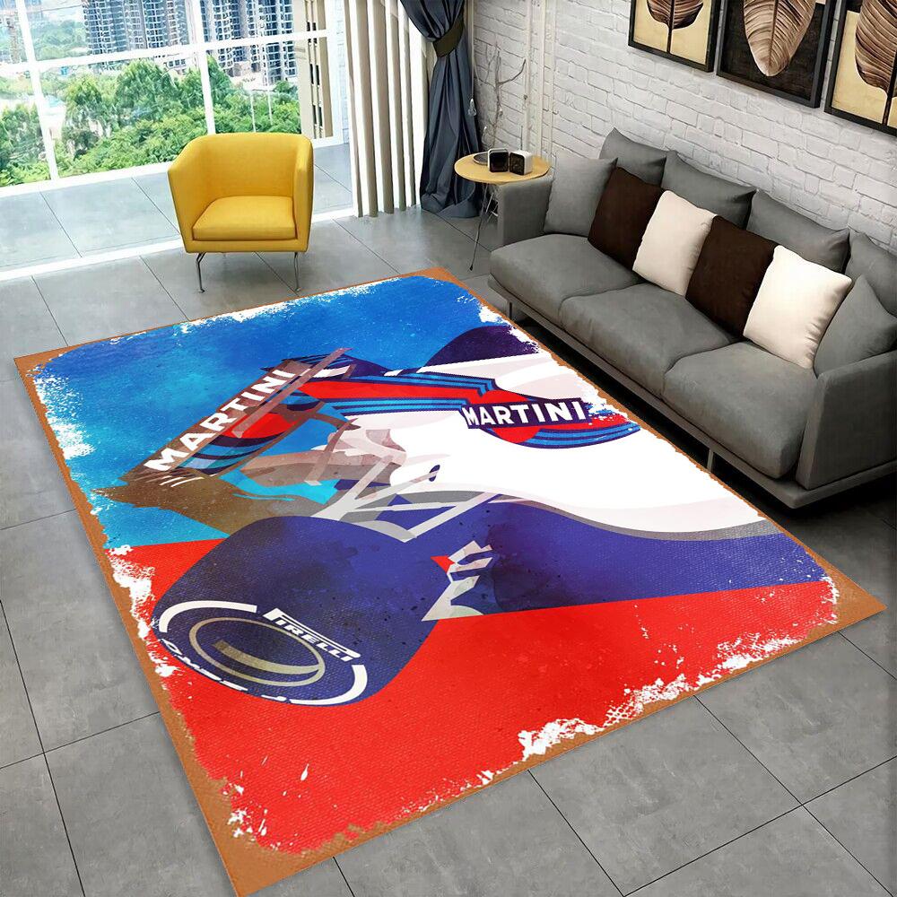 3D logo závodního auta M-Martini Moto Koberec pro domácí obývací pokoj ložnici pohovku Rohožka Dekor, dětská hrací protiskluzová podložka Dárek