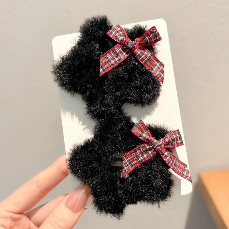 1/4PCS Winter Plush Y2K Star BB Hair Clips for Women Hairpins Cute Fluffy Side Bangs Clips Fashion Headdress Hair Accessories