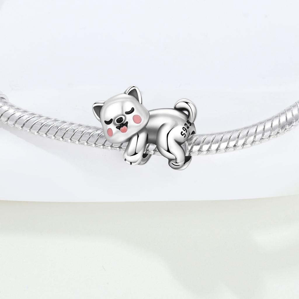 PANPOKI Copper Metal Sleeping Dog Animals Pendant Bead Component Charm Bead Components Bead Components Compatible With Bracelets Do It Yourself Party