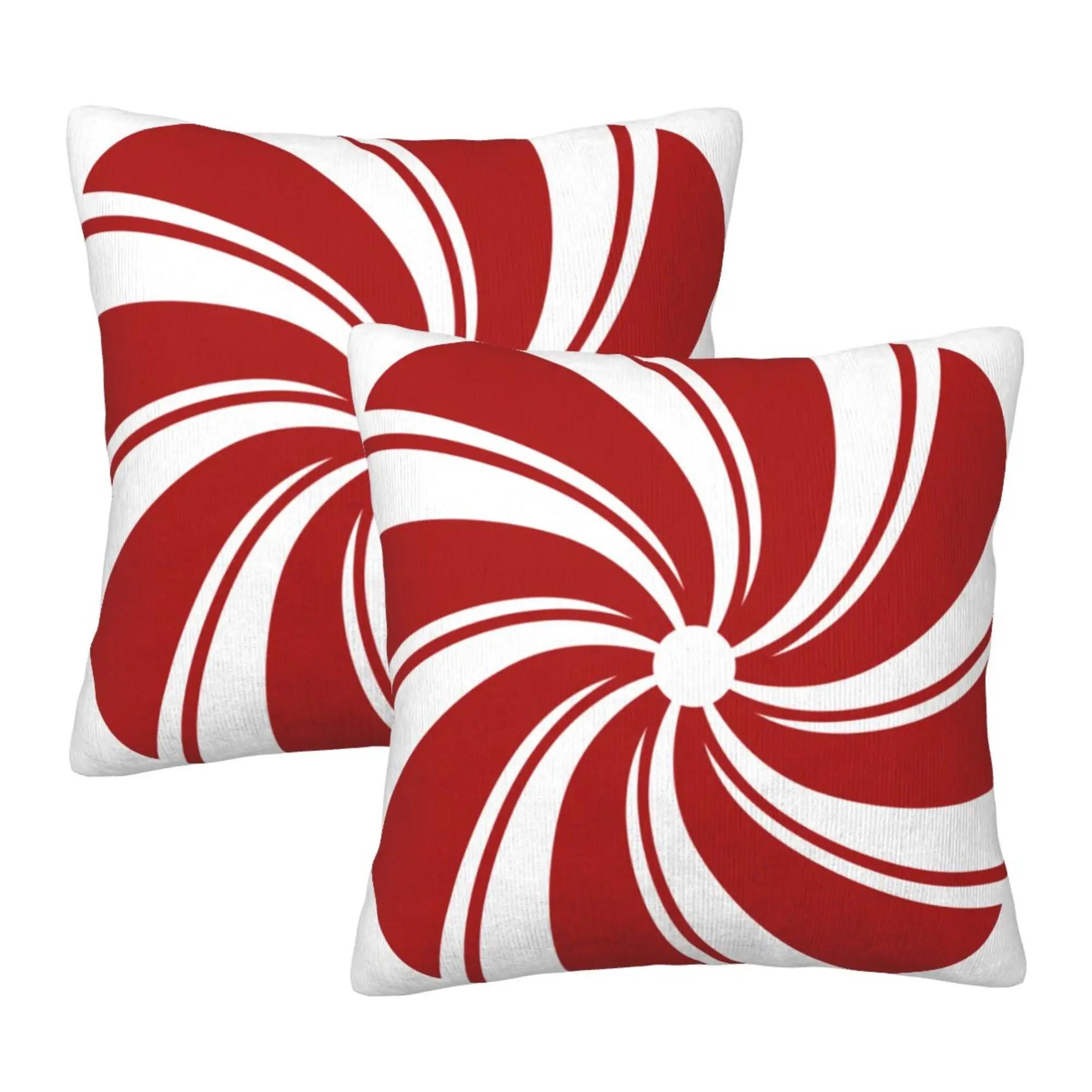 

Набор из 2 наволочек для декоративных подушек 18x18 дюймов с разными красно-белыми конфетами, шрифт Candy Christmas ABC, алфавит, трость 30x30cm