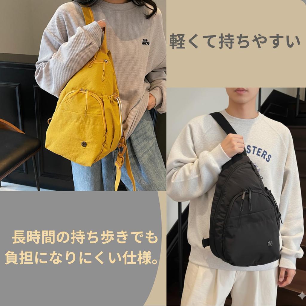 One's One 2-Way Body BagBackpack, Unisex, One-ShoulderCrossbody, Lightweight, Multi-Storage, Casual, for Commuting and Outings, 4 Colors (Black)