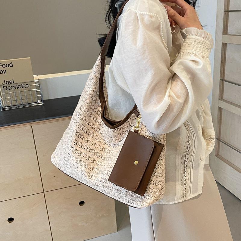 Stylish and simple hand-held straw bag, summer underarm woven bag, high-end lazy style shoulder bag
