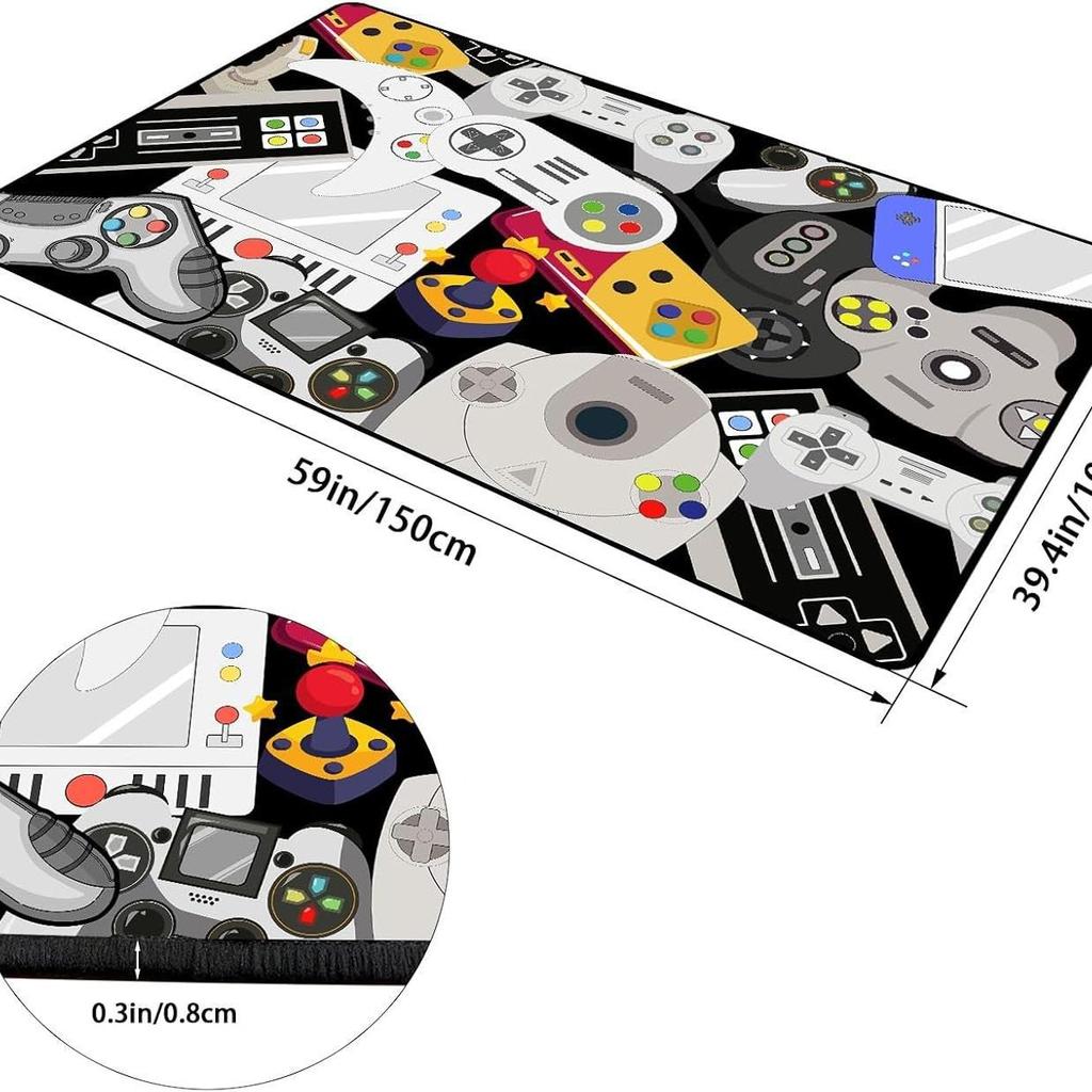 Gamer Large Carpet Rug for Home Living Room Doormat Decor Kids Play Area Rug Game Controller Pattern Carpet Non-slip Floor Mat