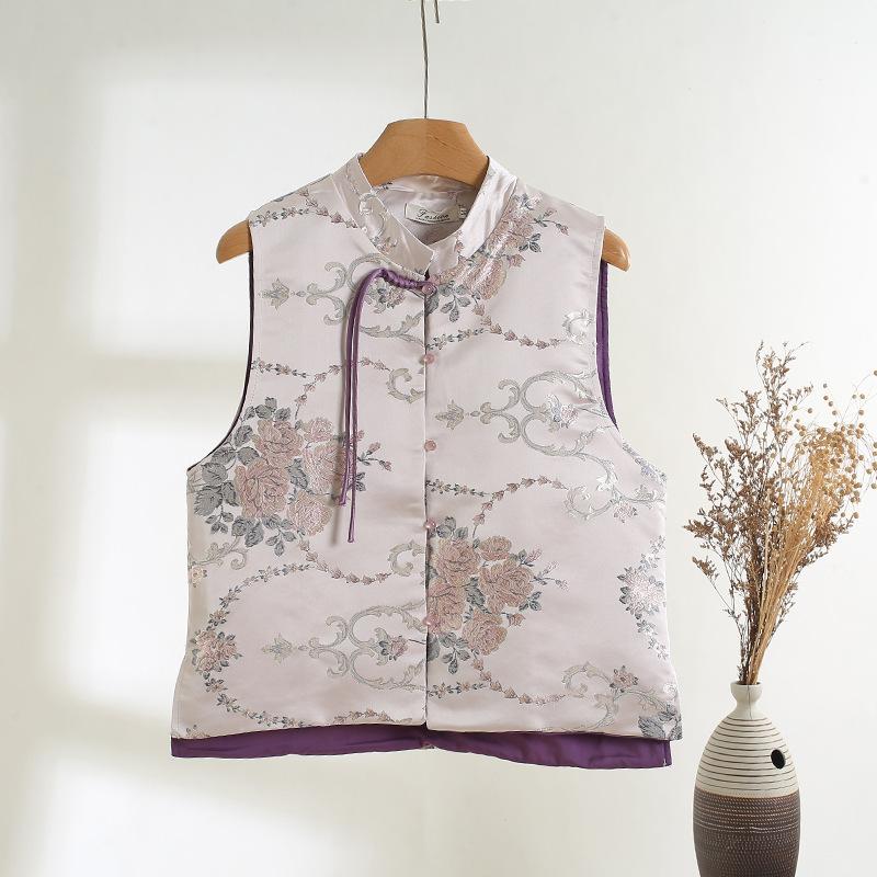 

Премиальный сенс ранняя весна жилет женский 2025 популярный безрукавный жилет с пряжкой воротник-стойка XXXL [Recommended 138-75kg]