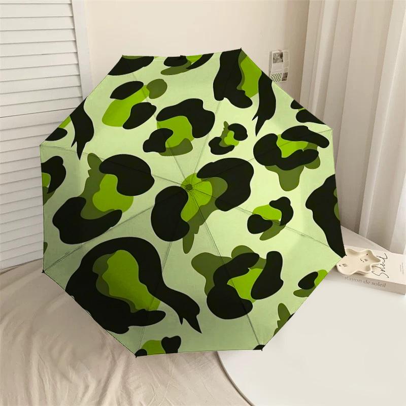 

1pc camouflage leopard print Automatic Open/Close Umbrella with Windproof, 8-Rib Sturdy Canopy, Durable Ribs, Fashionable Design1259A