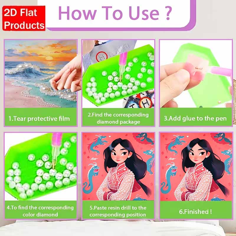 Disney Pearl Painting Mulan Art Kit Adult Beginner Home Wall Decor Special Shape