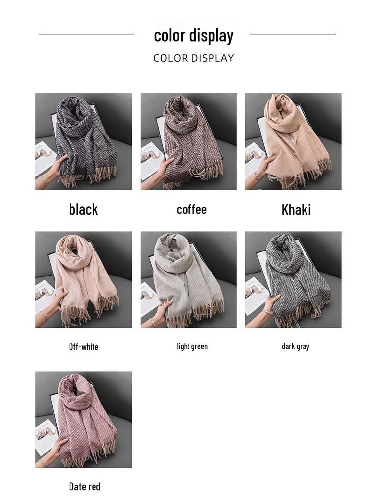 Elegant High-End Twill Scarf: Faux Cashmere Tassel Shawl for Women - Autumn/Winter Fashion Trend