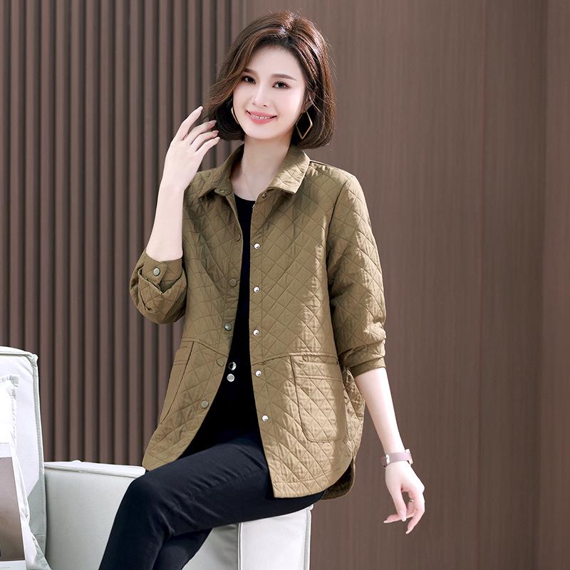 Women's Lightweight Quilted Plaid Jacket - Autumn/Winter 2024 Casual Style