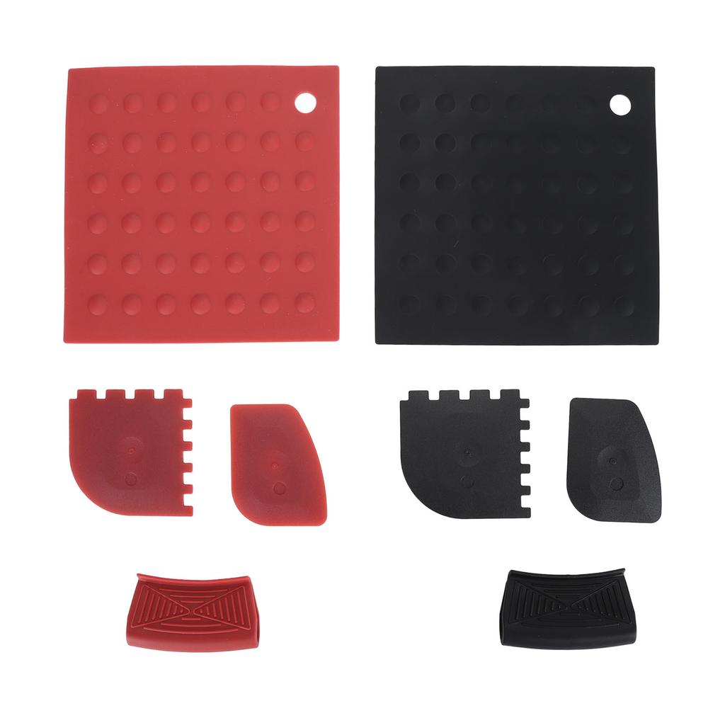 8pcs Silicone Hot Handle Holders Insulation Pad Set with Silicone Pan Scrapers Heat Resistant for