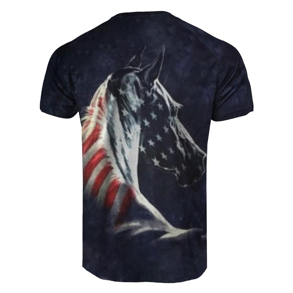 Men's Retro Print Stand Collar Three-button Neck Commemorative Short-sleeved Shirt Top