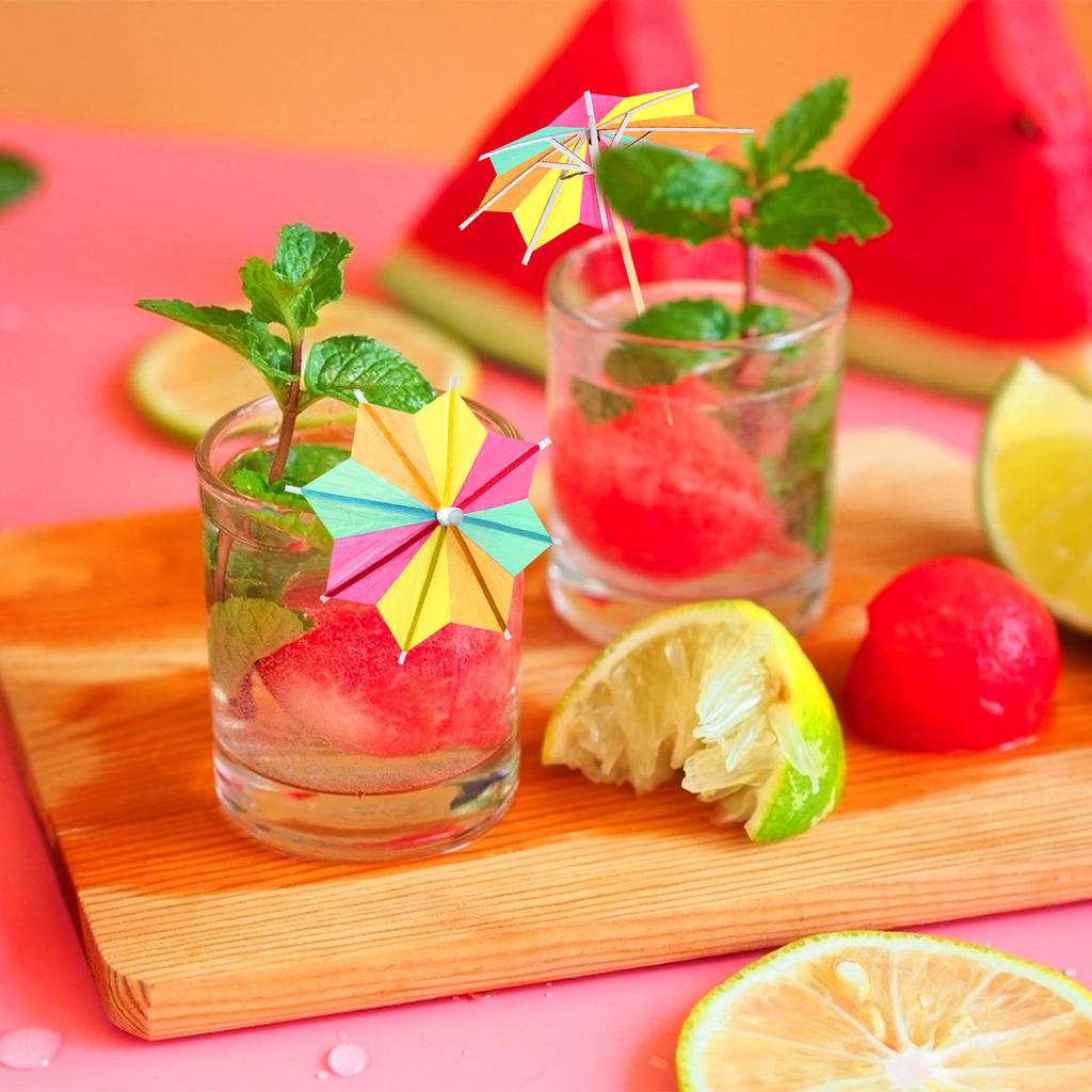 144Pcs Achteckige Papier Cocktail Regenschirm Picks Tropical Baum Trinken Papier